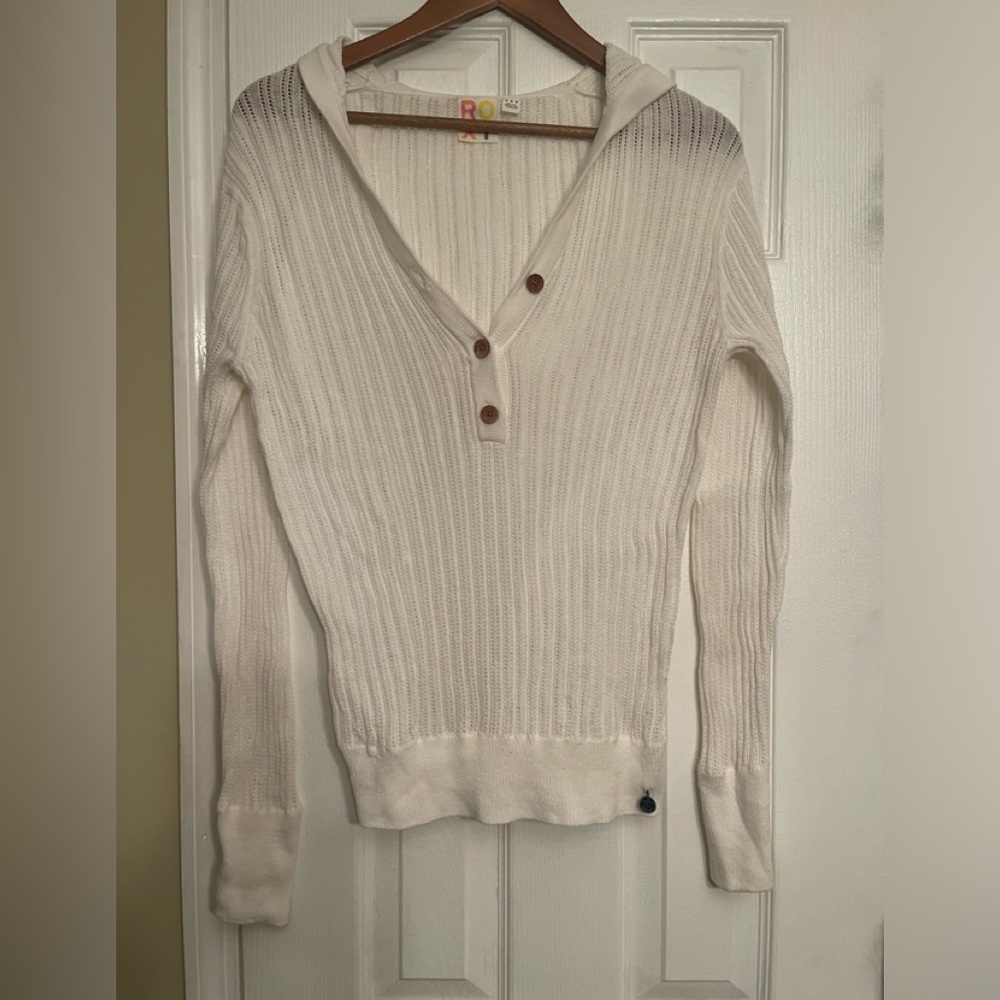 New Roxy Anthropologie bohme medium white sweater $78
